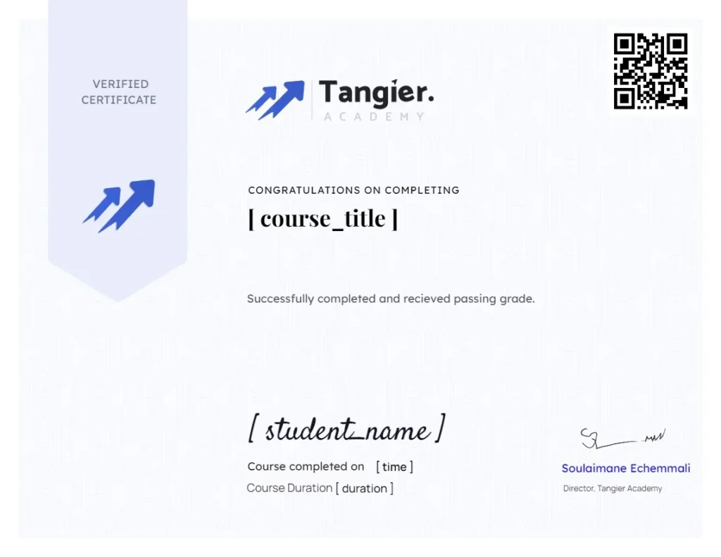 Tangier Academy Certificate